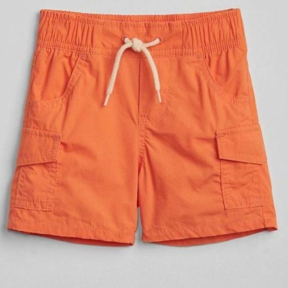 Baby Gap Orange Pull-On Cargo Shorts 12-18 Months with drawstring 230304 NEW $25 - Picture 1 of 8
